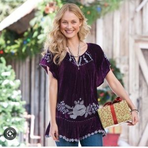 Embroidered Velvet Tunic